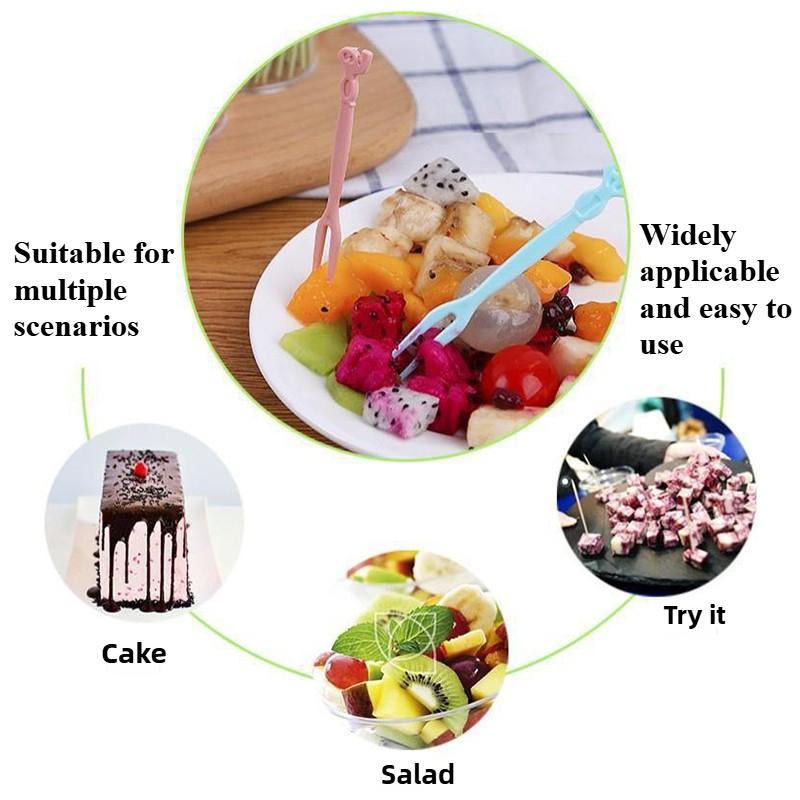 50pc Cartoon Fruit Fork Cute Animal Bento Box Decoration Fork Cake Dessert Fork Mini Cartoon Toothpick Children Lunch Accessorie
