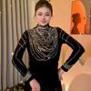 2024 Autumn/Winter Fashionable Rhinestone Warm Top: Age-Defying, Tummy Concealing, Versatile Long-Sleeve Base Layer for Moms