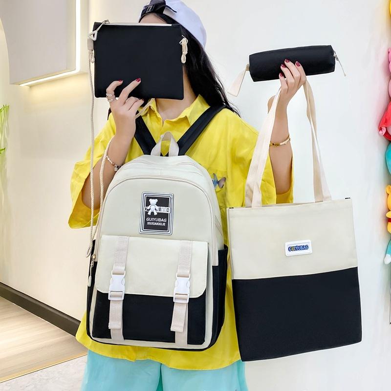 

Color-blocking Middle School Students Schoolbag Women Ins Fresh Campus Girls Handbags