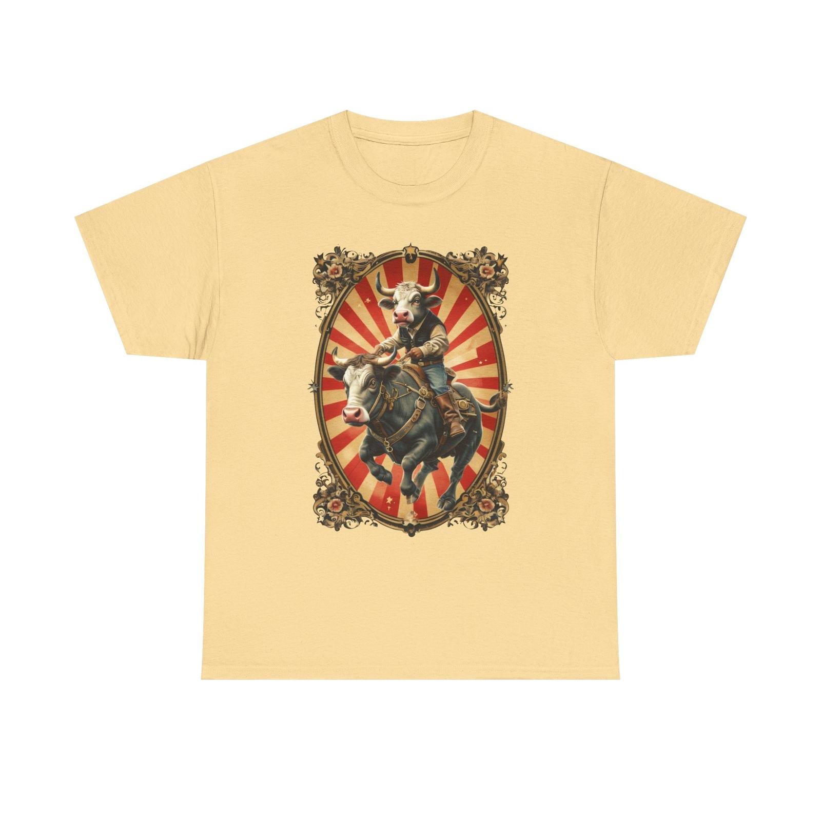 Cow Riding On A Bull Rodeo T-Shirt Cowboy Unisex Shirt for Western Lovers Gift 4XL