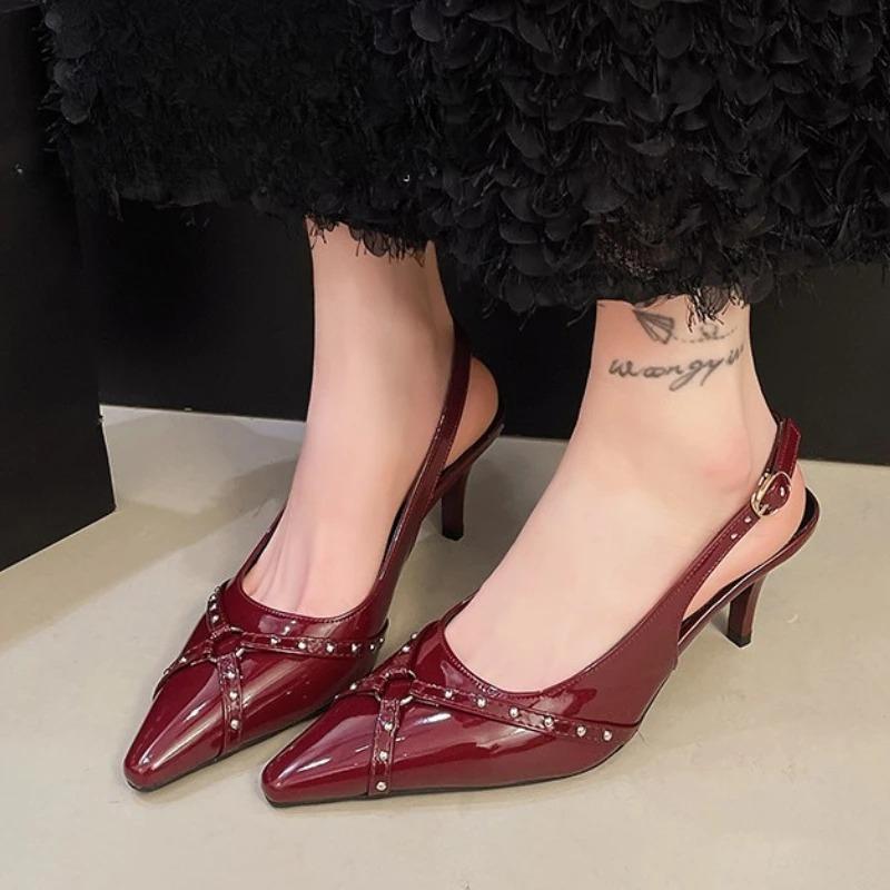 Pointed Toe Women Sandals Sexy High Heels Shoes Luxury New Slippers 2025 Summer Brand Slingback Pumps Mujer De Zapatos