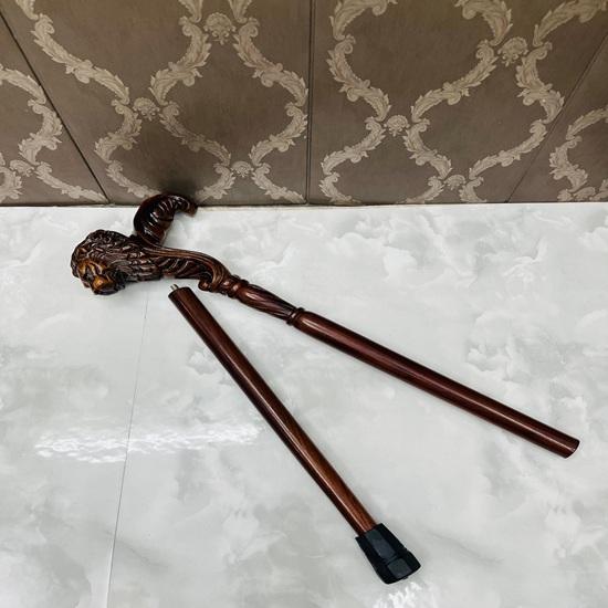 Handmade Lion Head Wooden Walking Stick: Royal Design Cane