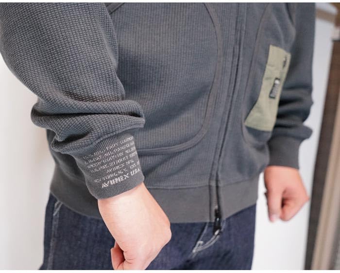 Avirex Extreme Thermal Zip Stand Official Logo Cut and Sew, Men's XL, 410, Charcoal, 783-4230019