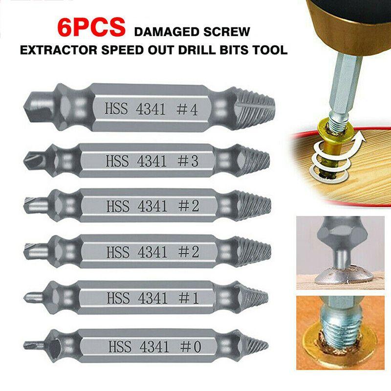 High Strength 6-piece Screw Extractor Remover Set For Effortless Damaged Screw Extraction
