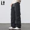 Izzue It Men's Cotton Loose Wide-Leg Cargo Pants