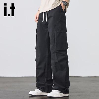 Pantalon cargo ample à jambes larges en coton pour homme izzue it