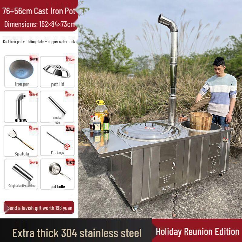 Smoke-Free Stainless Steel Wood-Burning Firewood Stove for Outdoors
