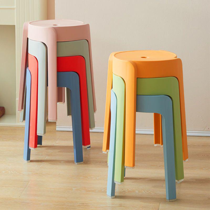 Stackable Modern Round Plastic Dining Stool with Storage - Creative, Simple, and Thickened Design for Living Room