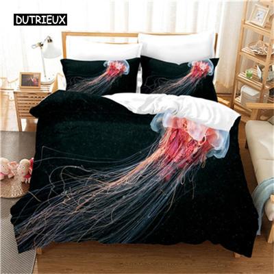 Bedding Set Marine Life Pink Jellyfish Fashion Duvet Cover Set Bedroom Set Comfort Cover for Women Girls Kids Bedroom Decoration