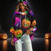 Women's Halloween Printed Hoodie 3/4 Sleeve Pullover Casual Tunic for Party
