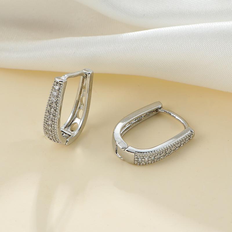 Huazi Style Zircon Stud Earrings for Women - Gold-Plated, Non-Fading Luxury Jewelry