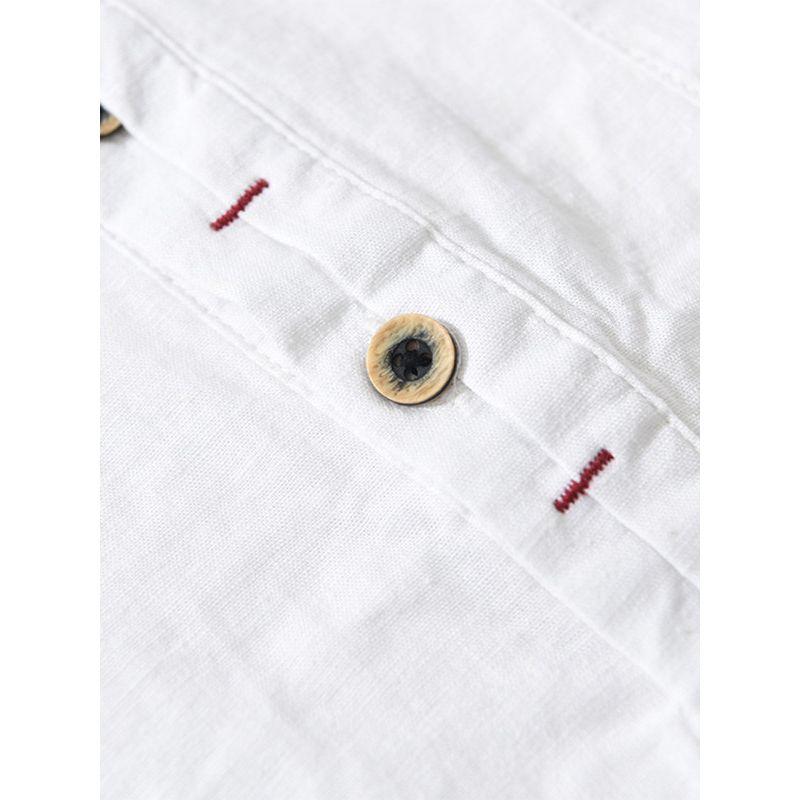 Summer Chinese Style Japan fashion Retro Stand Collar Linen Shirts Men's New Chinese Cotton Linen Short sleeve Shirt T-shirt Thin