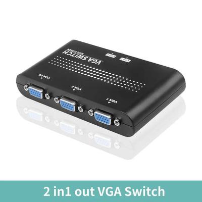 Conmutador VGA 2 Entradas 1 Salida Conmutador VGA Divisor Conmutador Bidireccional de Video VGA Adaptador Convertidor para Pantalla Proyector Portátil TV