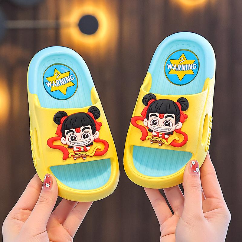 Children's Non-slip Summer Slippers - Boys' & Girls' Nezha and Ao Bing Styles 2025