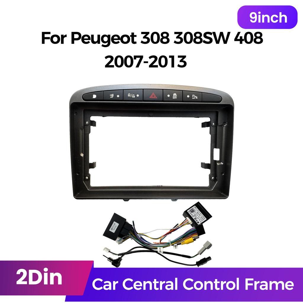 9 inch Frame 2 Din Car Radio Fascia For Peugeot 308 308SW 408 2007-2013 Audio Dash Kit Installation Frame Cable Canbus Radio Accessories 4