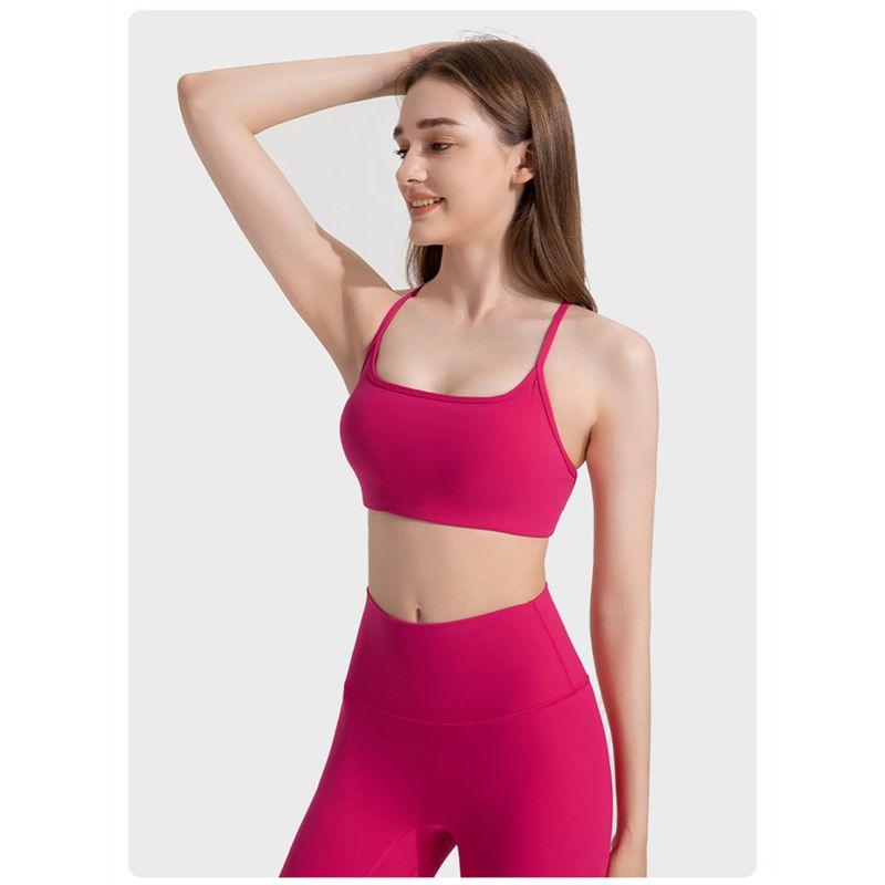 2023 New Cut Out Cross Beauty Back Exercise Underwear Women's Thin Square Collar Workout Top Sexy Yoga Bra Quick-Drying