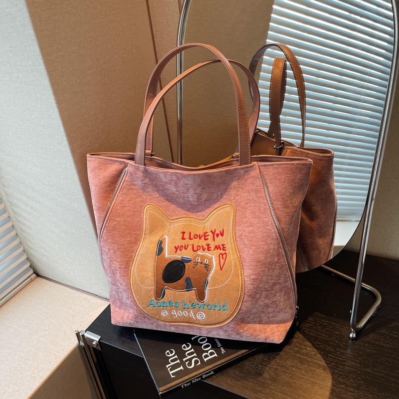 Casual large-capacity high-end women's 2025 new autumn and winter double shoulder back bag single shoulder tote bag