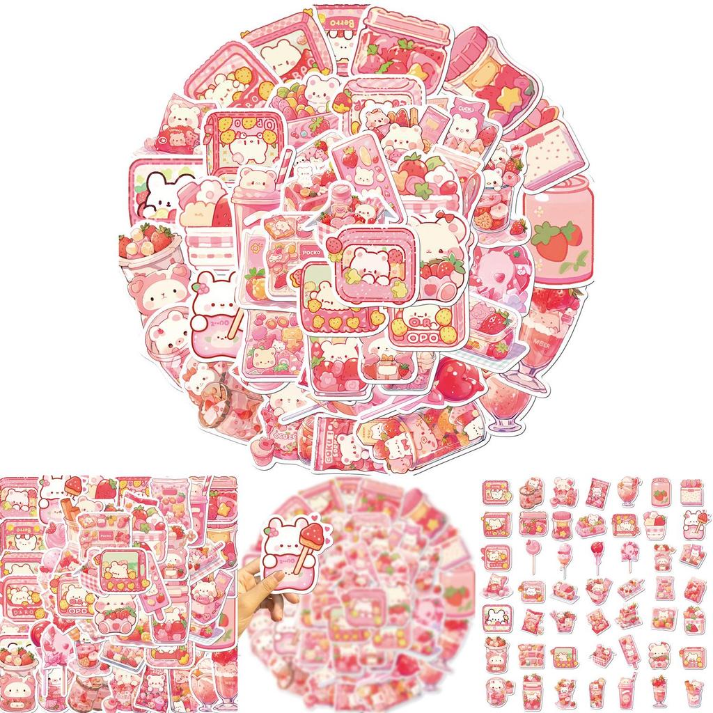 50 Cartoon Pink Snack Doodle Stickers Personalize Your Guitar Notebook And Suitcase With Waterproof Diy Decor