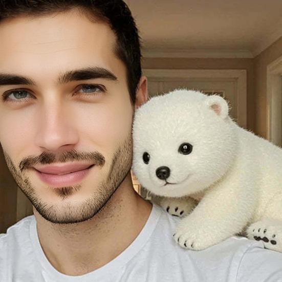 Plyšová panenka ledního medvěda 21/28 cm Krásná rodina Vycpaná uklidňující hračka Měkký a mazlivý plyšák Dárek pro děti