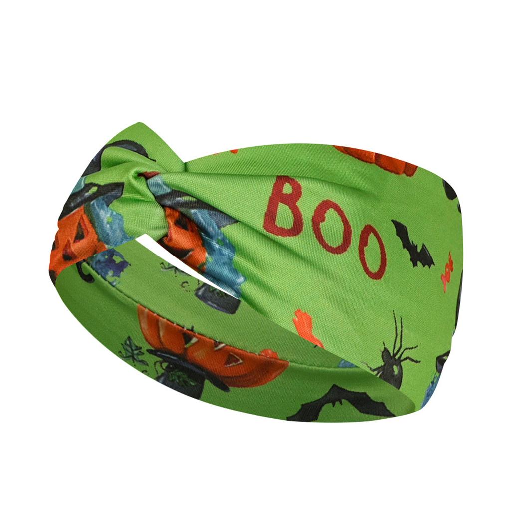 Halloween Print Wide Knotted Headband for Women and Girls Soft Stretchy Fabric Head Wrap with Festive Patterns