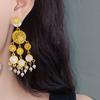 Resin Round Flower Tassel Earring for Women High-end Drop Earring Medieval Style Personalized Fashion Luxury Designer Zircon