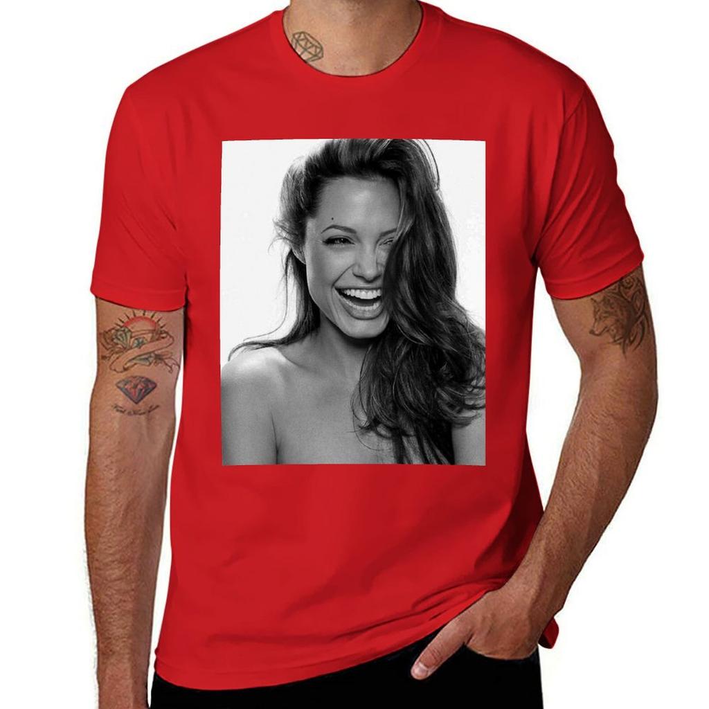 Angelina Jolie T-Shirt cute clothes quick drying cute tops heavyweights mens workout shirts