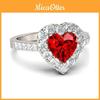 Silver Ring Plated Gemstone Love Red Ruby Rhinestone Promise Proposal Gift