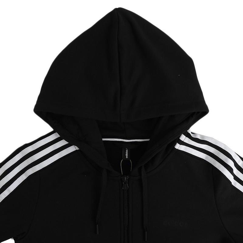 adidas Wesentlicher 3-Streifen Reißverschluss Hoodie Damen Jacken Schwarz GL6053