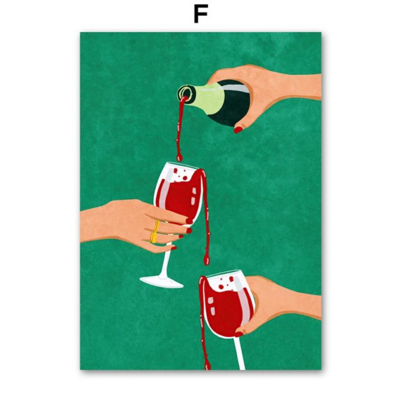 Abstract Girl Red Wine Cherry Flowers Wall Art Canvas Painting Illustration Posters And Prints Pictures For Living Room Decor