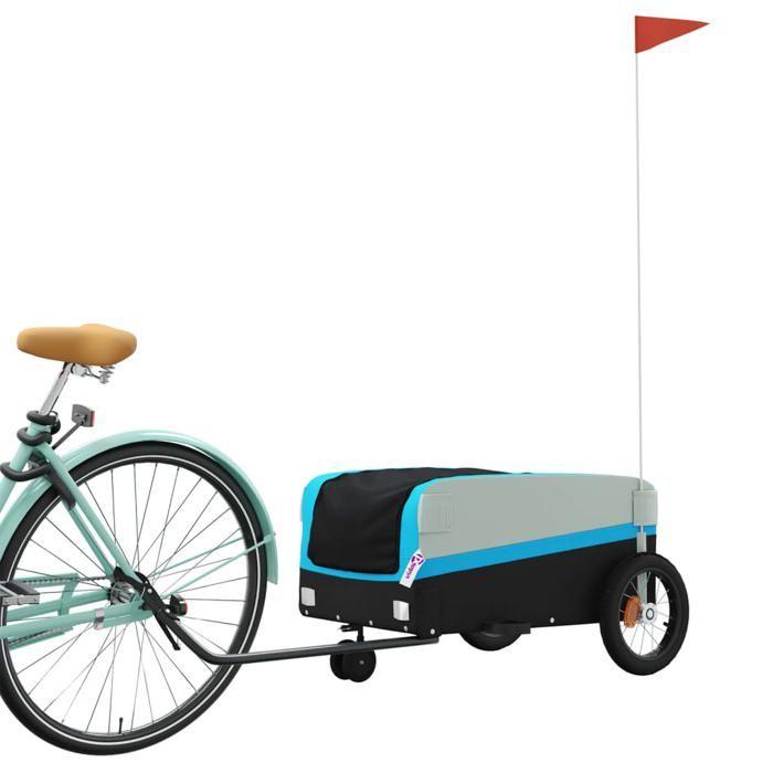 VidaXL Bicycle Trailer Black and Blue 30 Kg Iron 94058