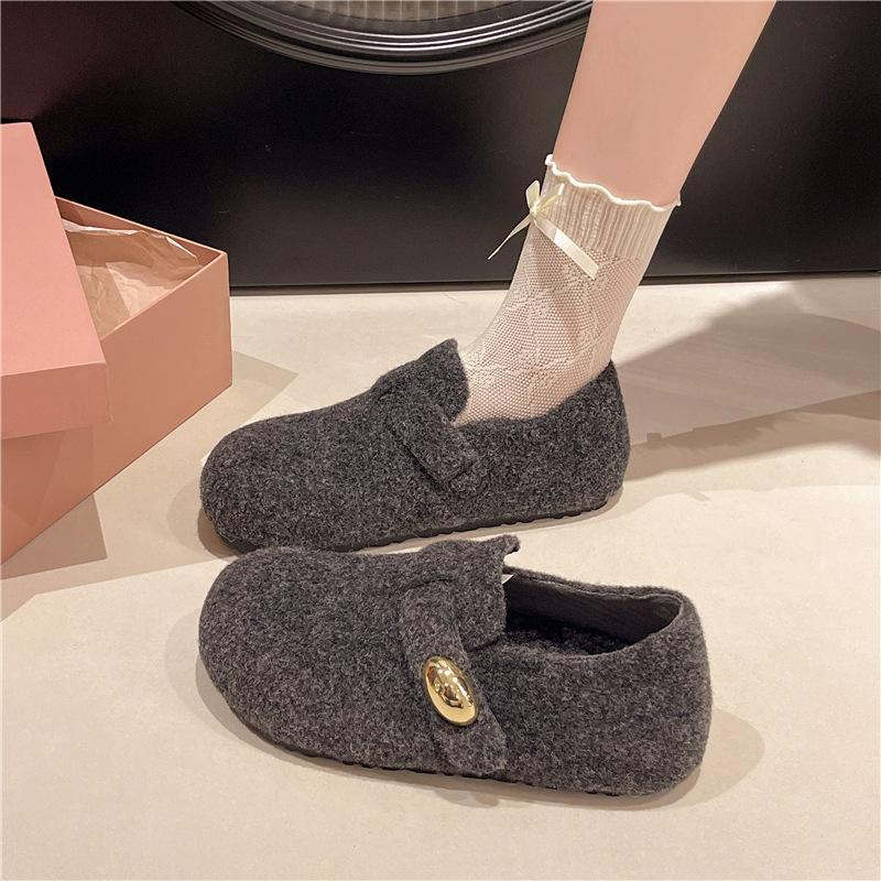 Bread Mao Mao shoes women's shoes wear 2025 autumn and winter new velvet Internet celebrity fashion pearl platform home cotton shoes