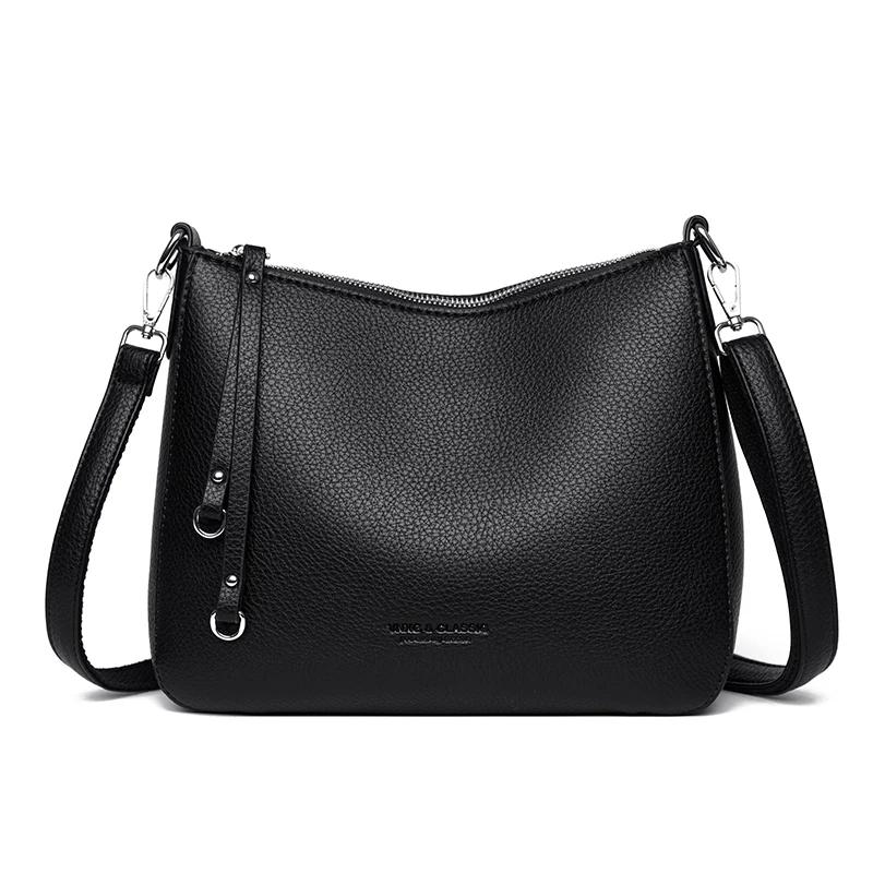 Solid PU Simple Soft Leather Women s Shoulder Bag 2026 Middle-aged Trend Bags Temperament Mother Sweet Crossbody Bags чёрный 3690₽