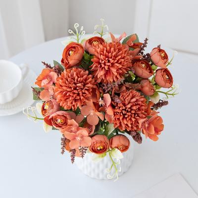 Artificial Hydrangea Flowers Scrapbooking Silk Tea Rose Buds Bouquet Vase Home Room Decor Wedding Diy Festival Garland Accessory
