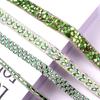 Corrente de Strass Autoadesiva Acabamento de Cristal Verde Acabamento de Resina Tira de Strass Decoração de Bolsa