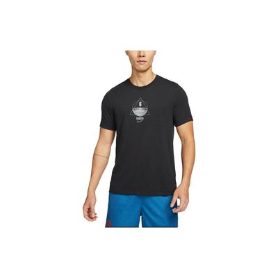 Round Neck Letter Print Straight Fit Short Sleeve T-Shirt Men Tops Black DQ1880-010