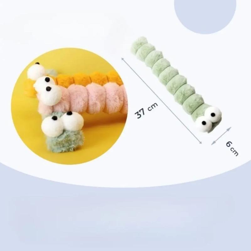 Caterpillar Design Interactive Cat Chew Toys Self-Entertainment Cat Kick Toy Soft Durable Catnip Toy for Boredom Relief