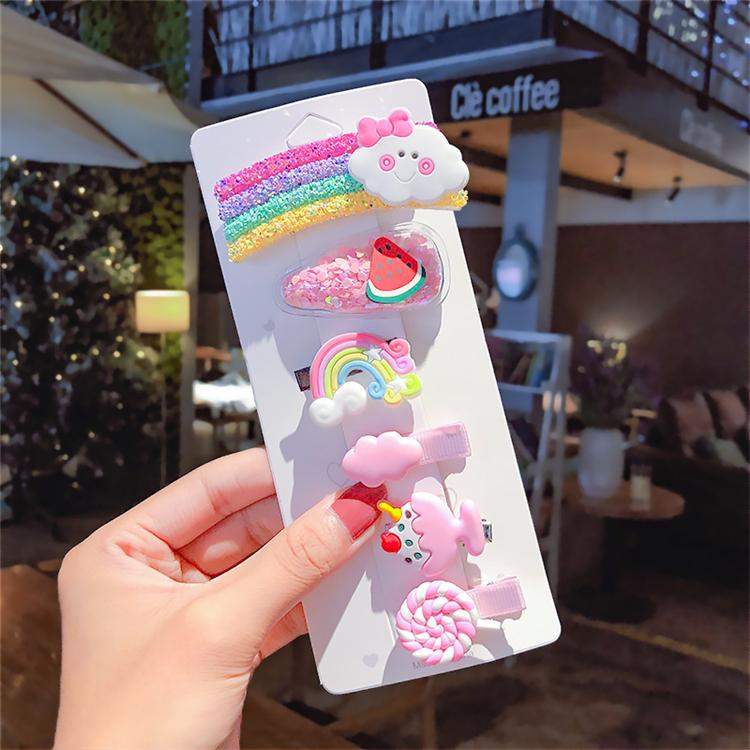 2022 Cute Design Hair Accessories Cartoon Hair Clip Hair Clip Set Kids Rainbow Hairclips for Kid Girls