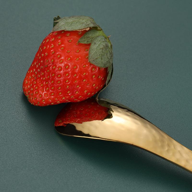 304 stainless steel hammer pattern Japanese dessert spoon, household bird's nest cake fruit fork teaspoon coffee ice cream spoon