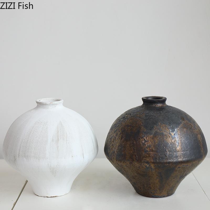 Retro Wabi Sabi Style Ceramic Vase Creative Plant Pot Table Decoration Flowers Arrangement Floral Vases Room Aesthetic Decor