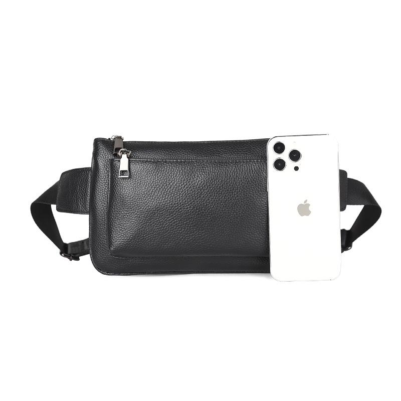 Men's Genuine Leather Waist Bag Top Layer Cowhide Casual  Large-capacity Sports Chest Multi-functional Designer Luxury Bag