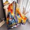 180 * 90 High-End Single-Sided Cut Dill Long Shawl Retro Chinese Style Ancient Charm Elegant Silk Scarf Dunhuang