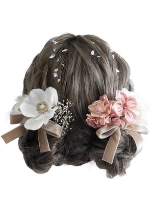 [Lomeri] Dried Flower and Anemone Hair Accessory A380 (Pink)