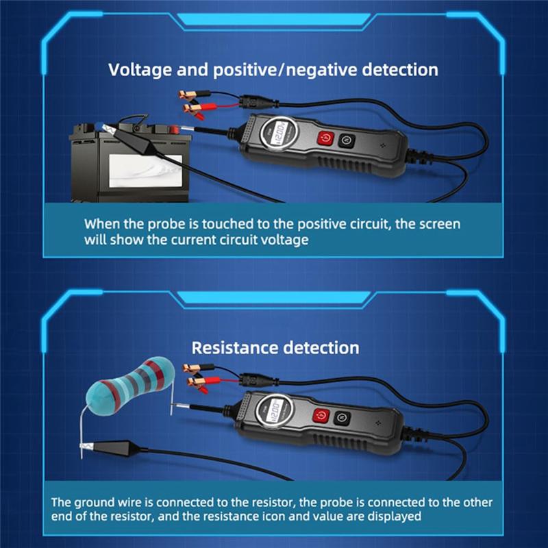 A34R 5-40V P100 Electrical System Tester With LCD Display Resistance Voltage Tester, Function Car Electric Circuit Tester