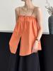 Orange Zhi 2024 Sommer Modische Lockere Einfarbige Mädchenhaftes Camisole Tanktop 1602