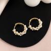 French Imitation Pearl Hoop Earring Small Round Temperament Circel Earrings For Women Minimalist Jewelry Elegant Gift