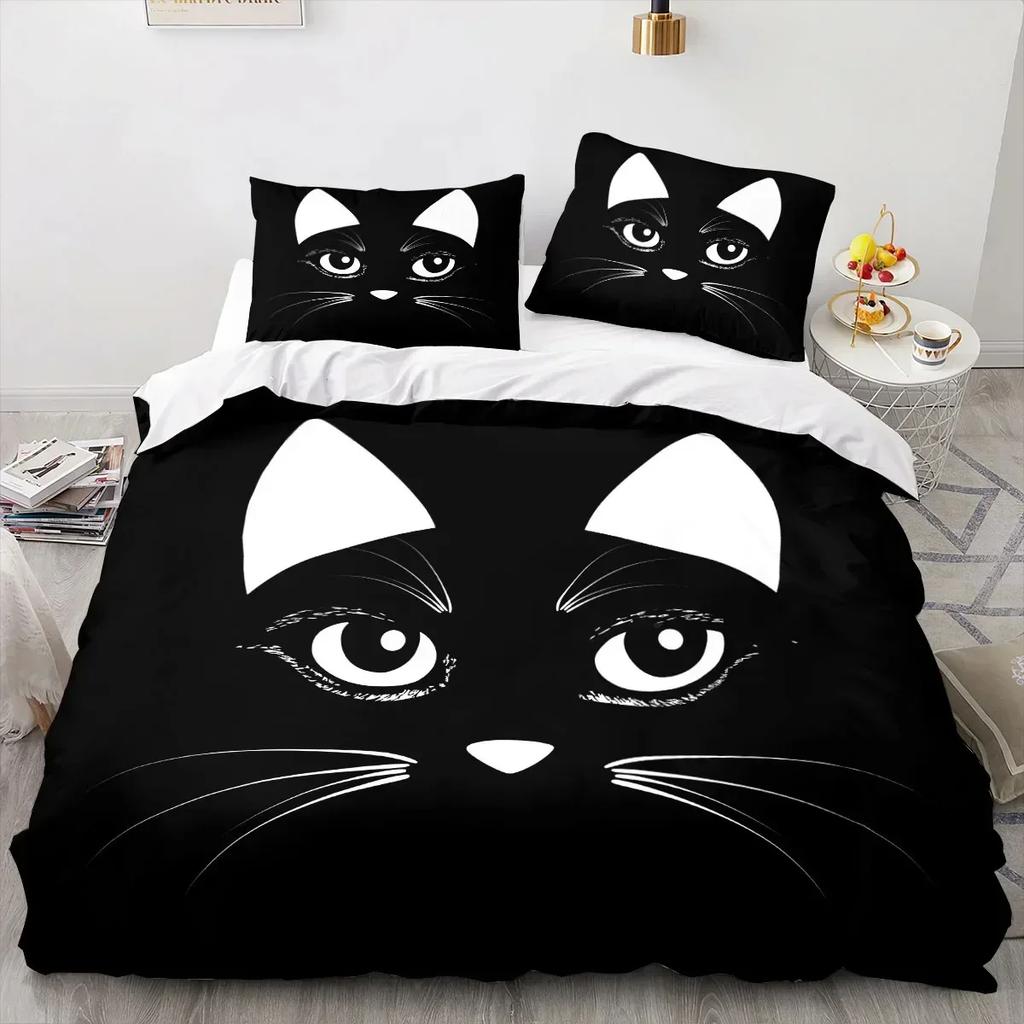 High-End Premium New 3D Print Animal Cat Comfortable Duvet Comfortable Quilt Cover Pilowcase Beding Set Children Bedrom Decoration Home Textile