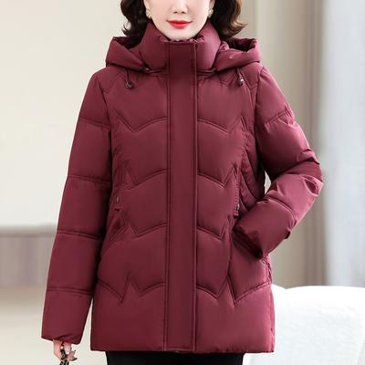 Women Plus Size Hooded Padded Coat Winter Warm Quilted Cotton Outerwear Jacket