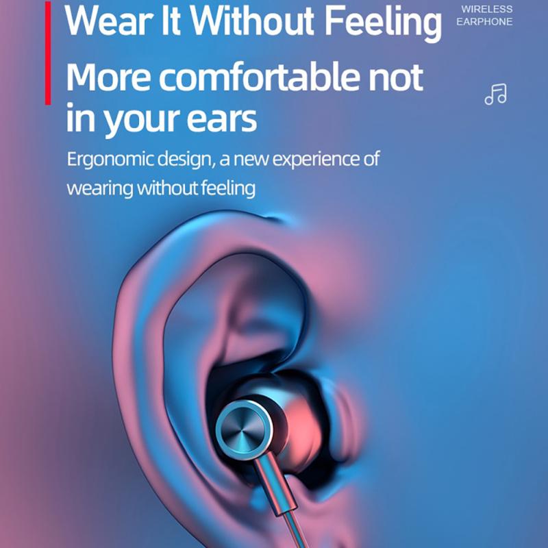 Bezdrátová Bluetooth sluchátka s digitálním displejem, poloviční in-ear, sportovní, stereo, zavěšení na krk