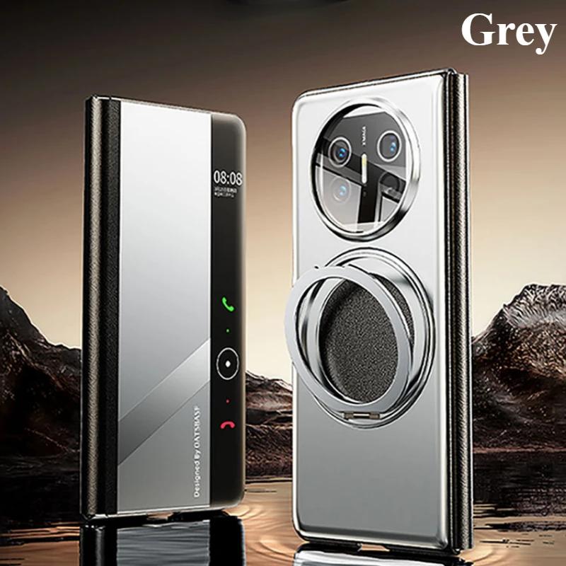 Oatsbasf for Huawei Mate X5/X3 Phone Case with 360° Rotate Stand Metal&Leather Magnetic Protective Full Cover Flip Phone Case