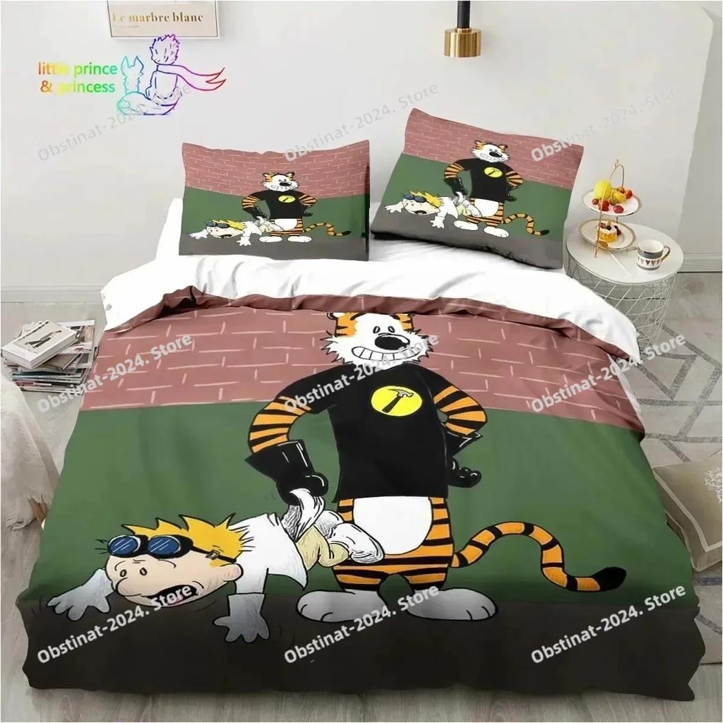 Top Calvin Hobbes 3D Bettwäsche-Set Gedruckte einzelne Decke Steppdecke Bettbezug Bettwäschebezug Kissenbezug 3-teilige Sets Kinder Erwachsene Größe